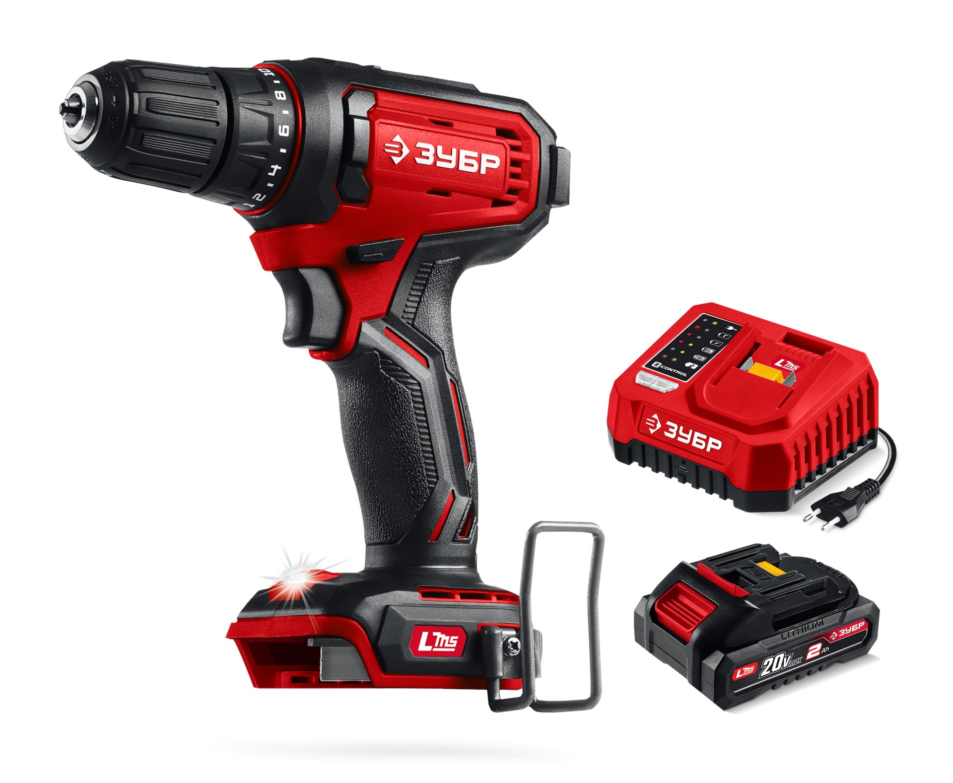 ЗУБР 20 В, 40 Н·м, 1 АКБ LMS (2 А·ч), дрель-шуруповерт (ДШ-40-21)