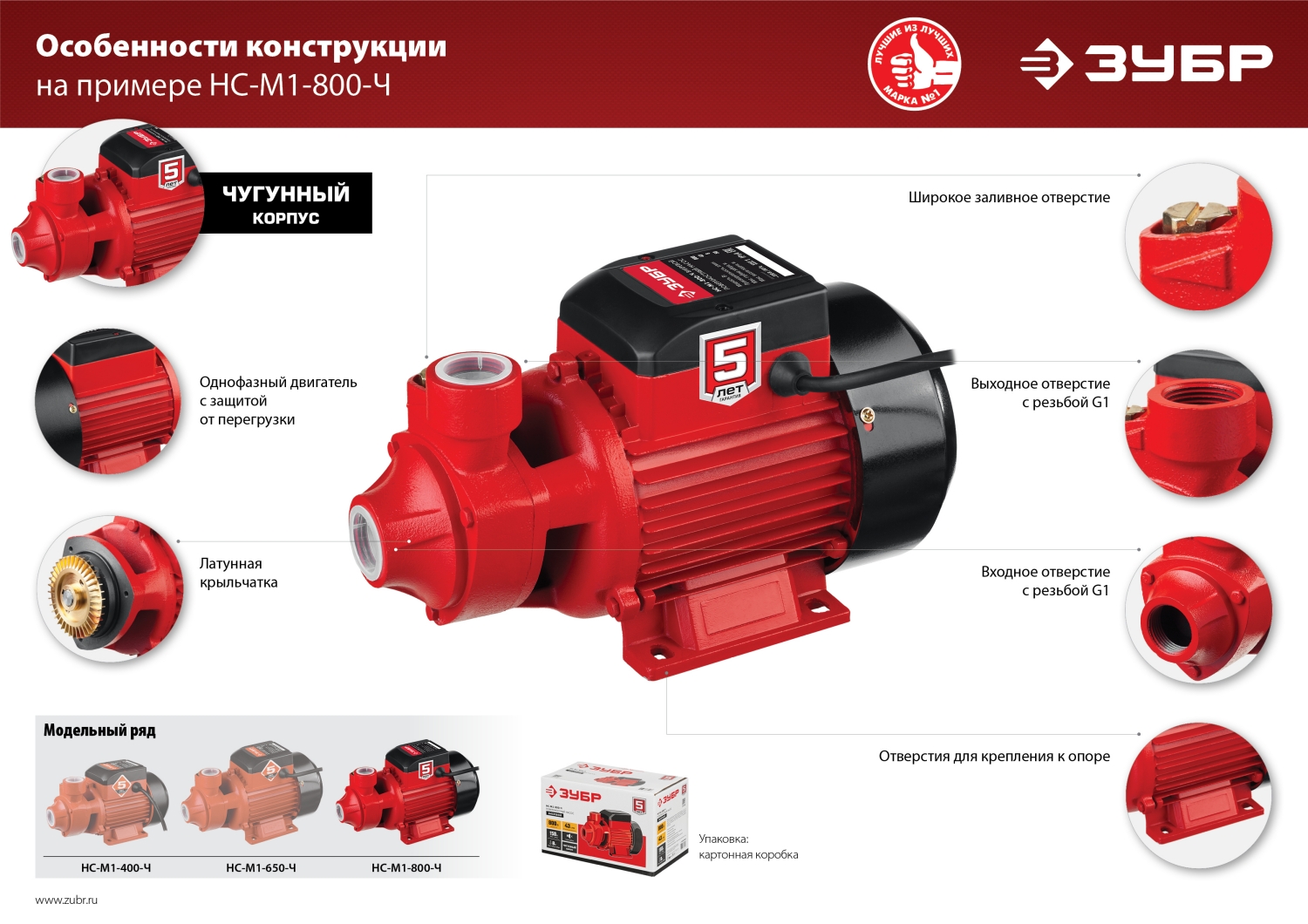 ЗУБР 400 Вт , поверхностный вихревой насос, корпус из чугуна (НС-М1-400-Ч) — фото 16