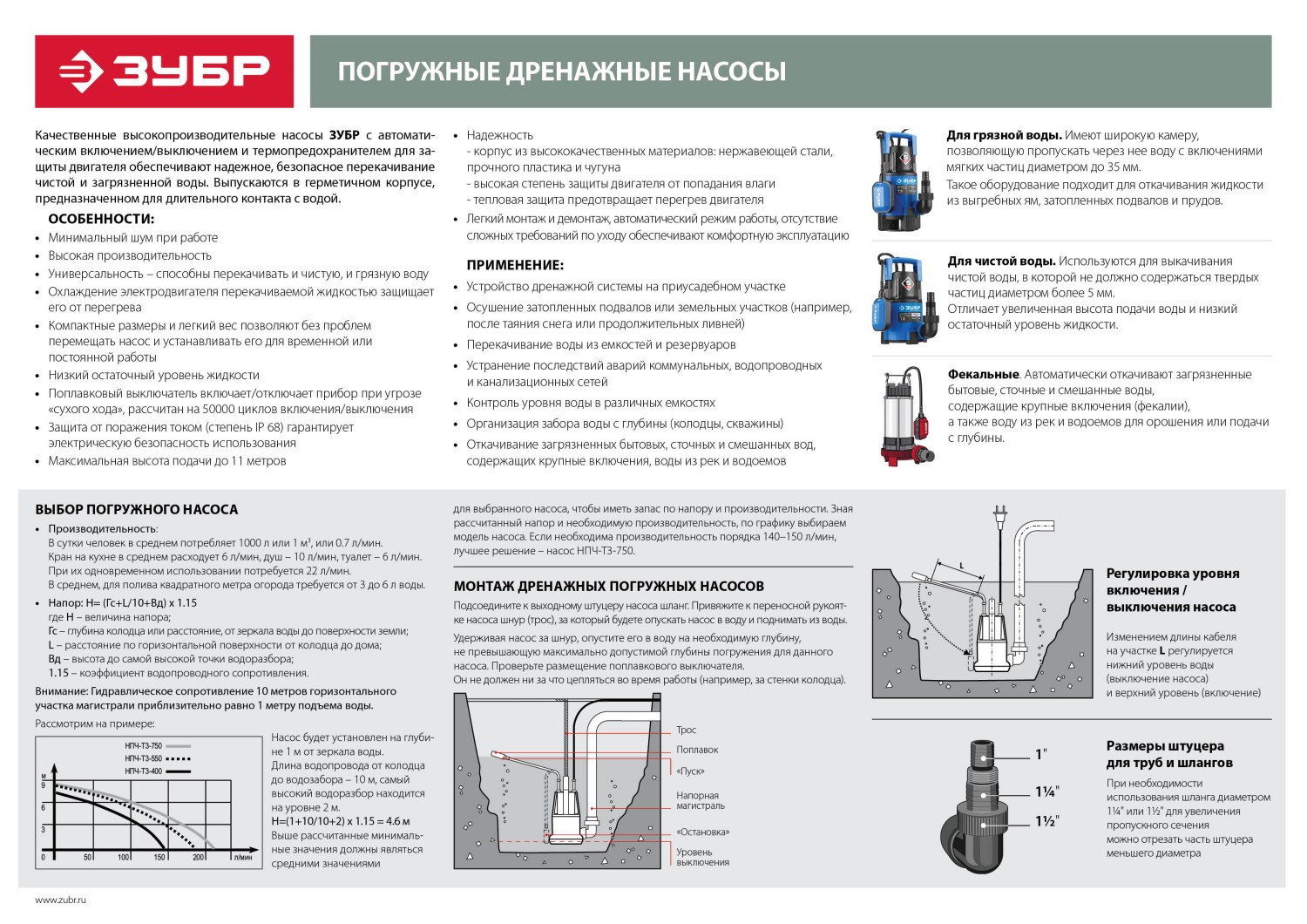 ЗУБР 600 Вт, поверхностный (садовый) центробежный насос, Профессионал (НС-Т3-600) — фото 10