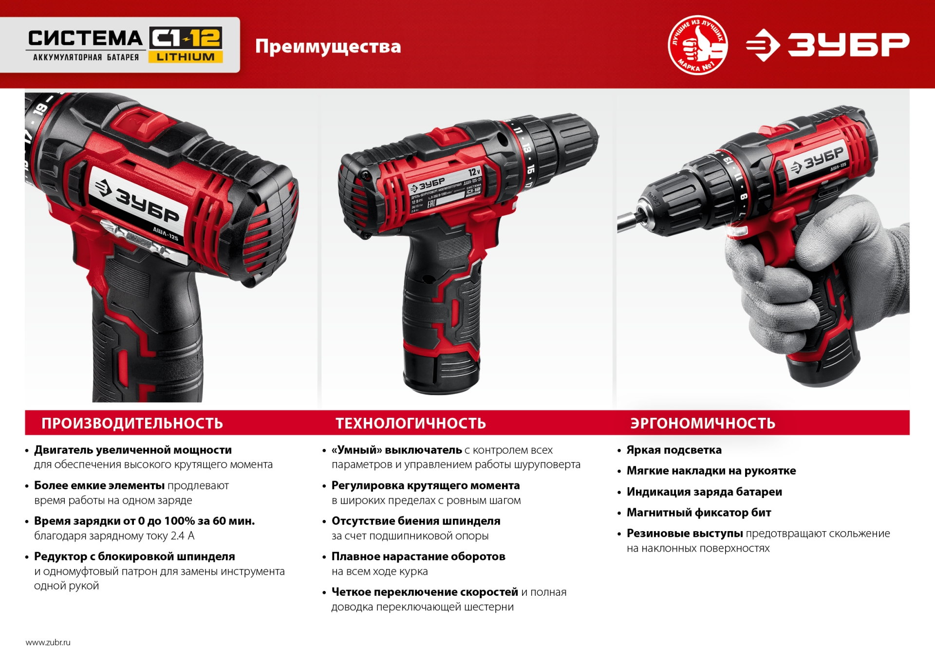 ЗУБР С1-12, 12 В, 30 Н·м, 1 АКБ (2 А·ч), дрель-шуруповерт (ДШЛ-125-21) — фото 18
