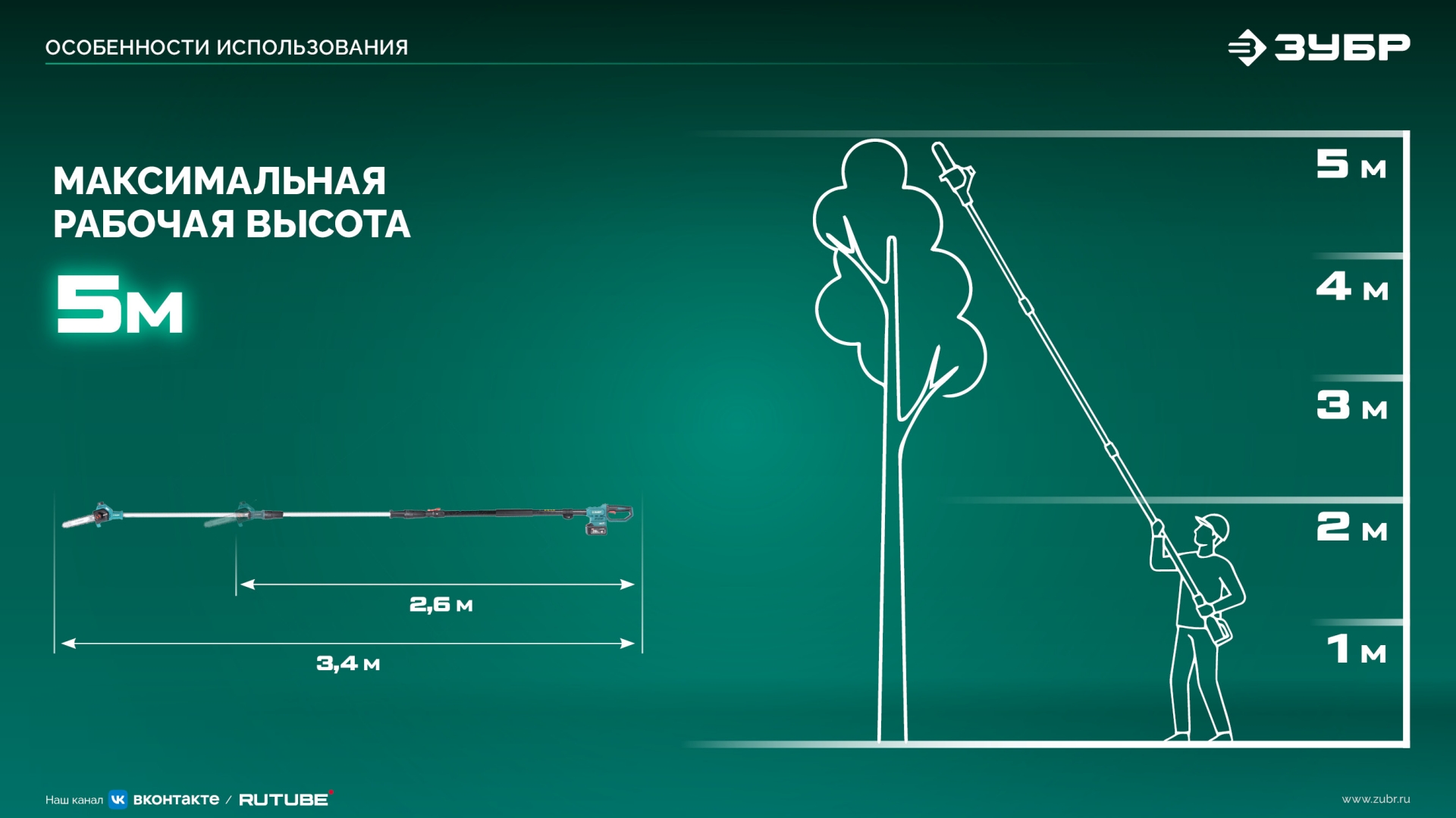 ЗУБР 20 В, 200 мм шина, 1 АКБ LMS (4 Ач), высоторез аккумуляторный (ВРБ-2020) — фото 29