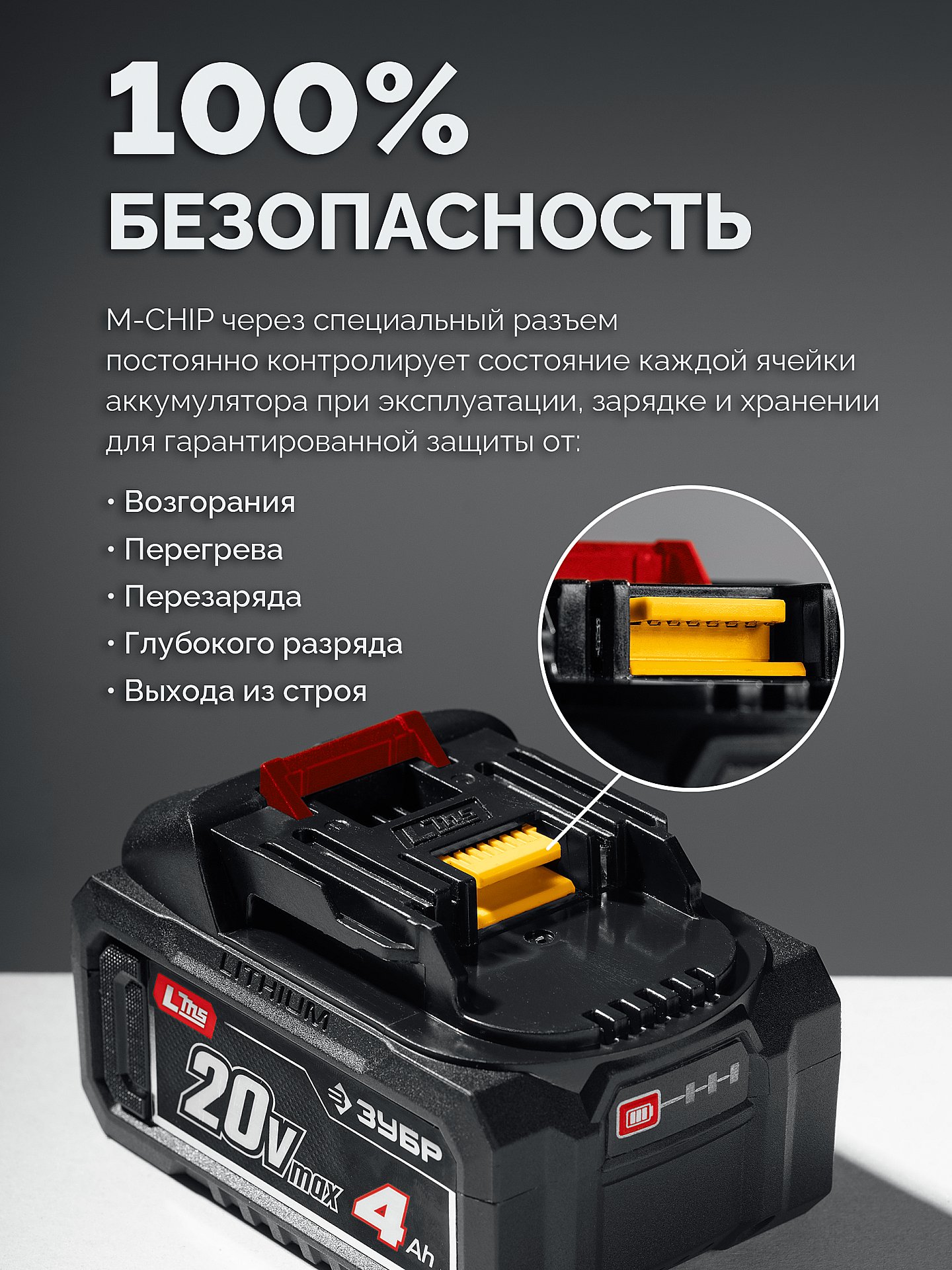 ЗУБР 20 В, 350 Н·м, 1 АКБ LMS (4 А·ч), бесщеточный ударный гайковерт, сумка (ГБУ-350-41) — фото 12