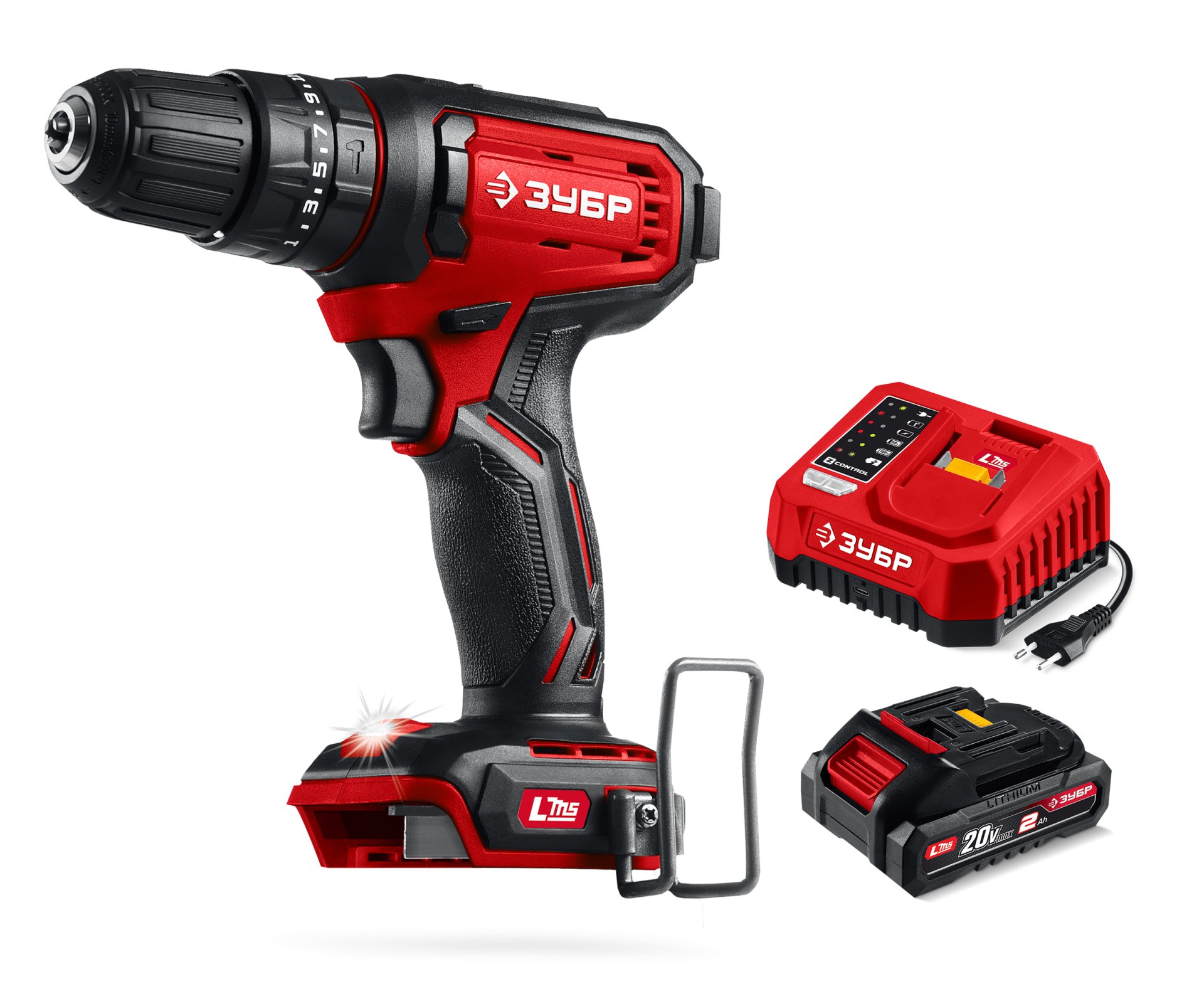 ЗУБР 20 В, 40 Н·м, 1 АКБ LMS (2 А·ч), ударная дрель-шуруповерт (ДШУ-40-21)