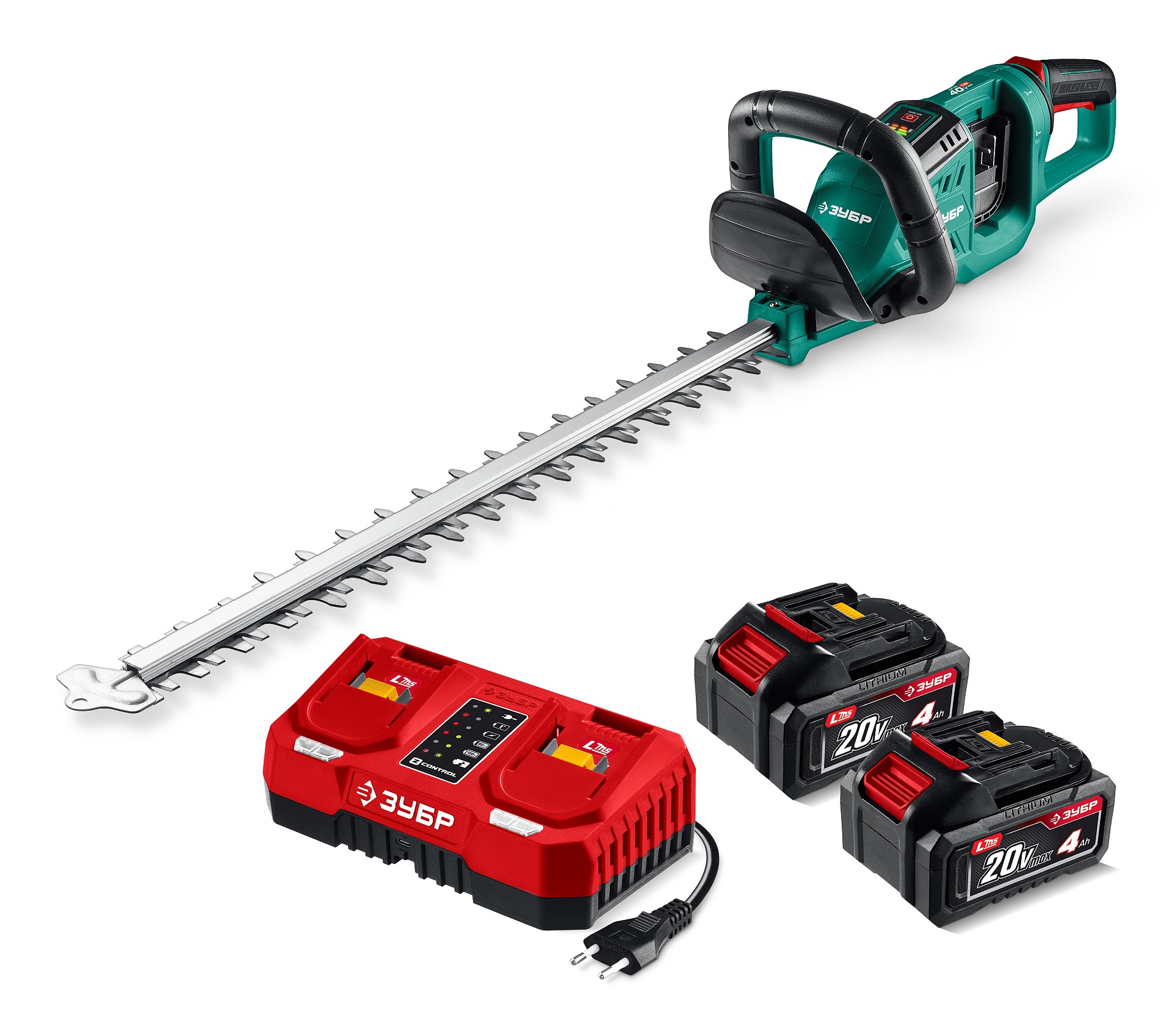 ЗУБР 40 В (2x20В), 610 мм, 2 АКБ LMS (4 Ач), кусторез аккумуляторный бесщеточный (КРА-4061-42)